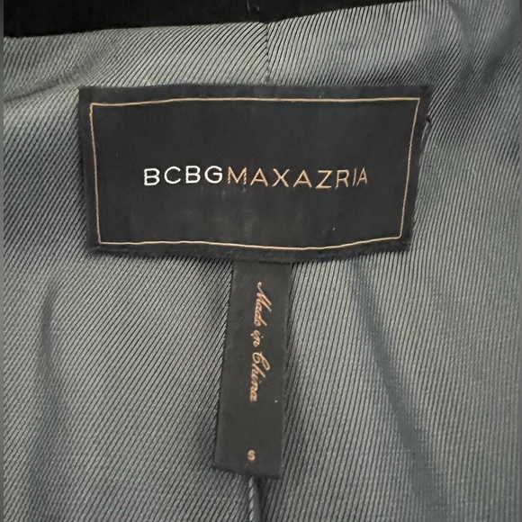 BCBG MAX AZRIA - Black, Fitted, Flutter/Ruffle PEA COAT - Picture 3 of 8